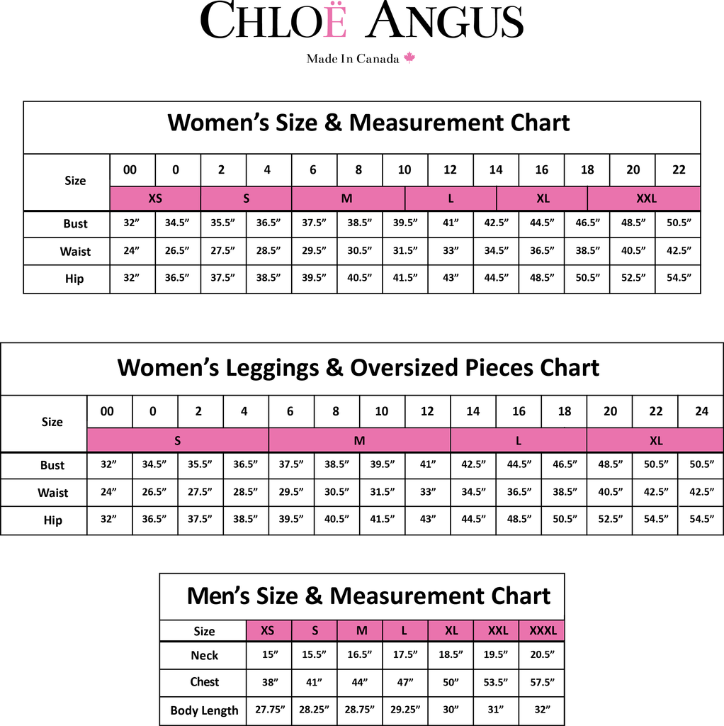 Size Charts – Chloë Angus Design