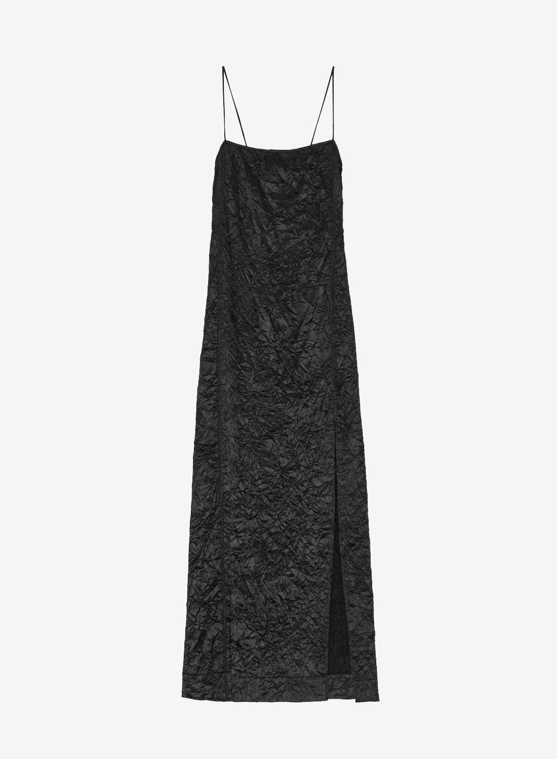 Billede af Ganni Crinkled Satin Midi Slip Dress Black