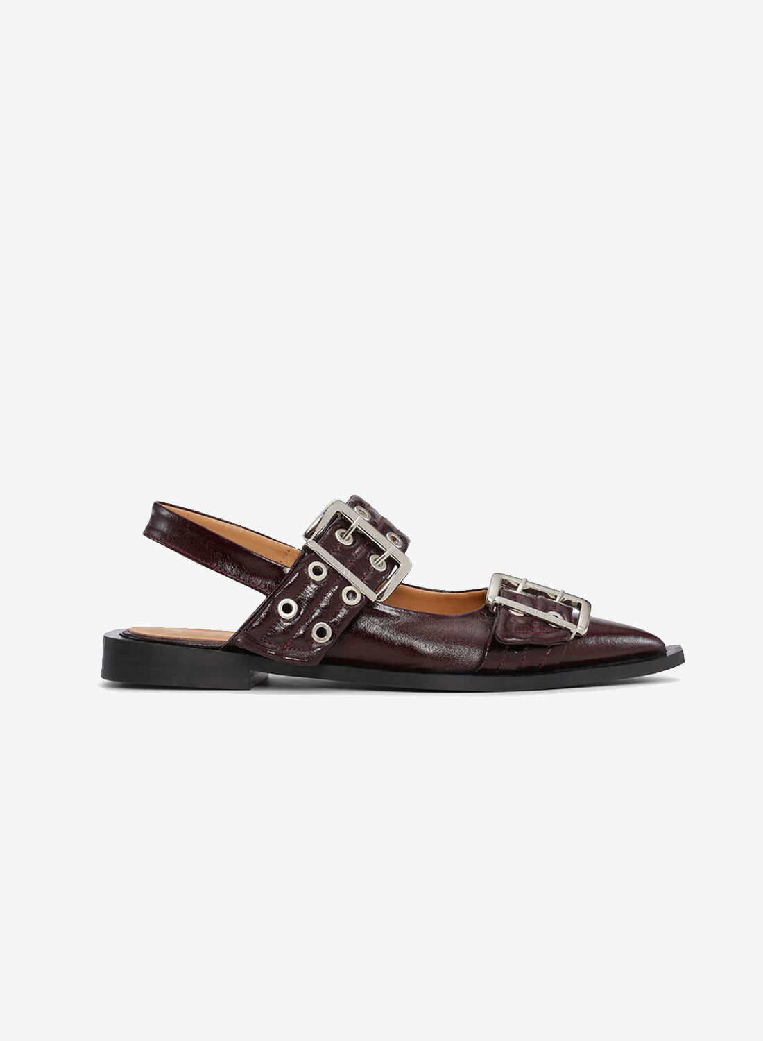 Billede af Ganni Feminine Buckle Ballerina Naplack Burgundy