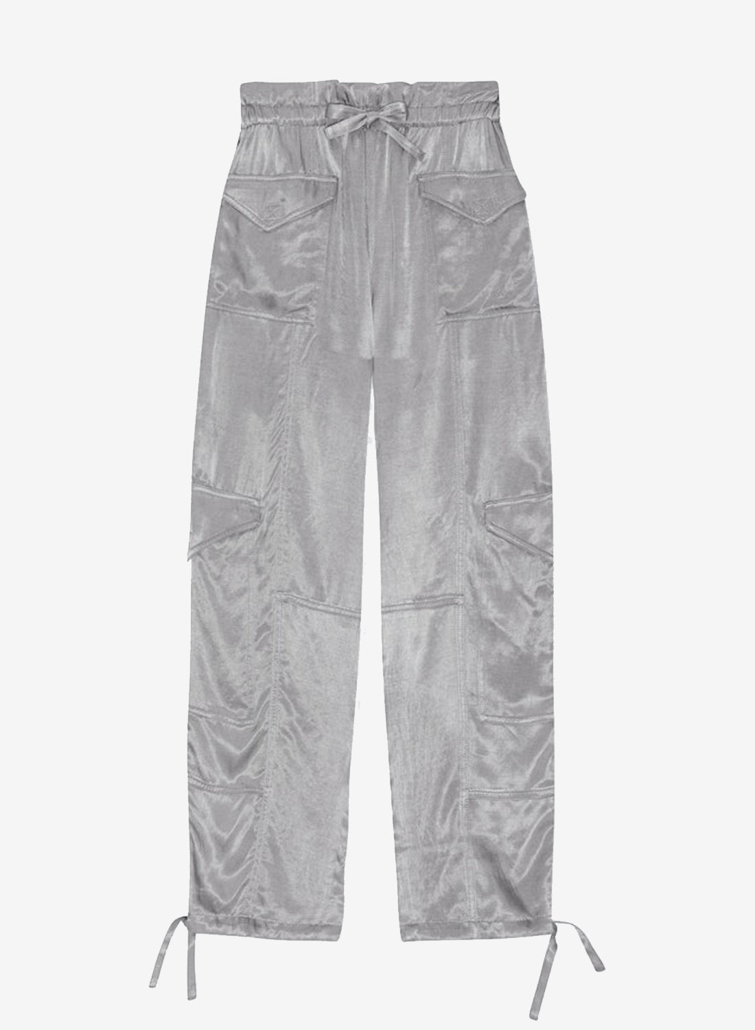 Se Ganni Washed Satin Pants Frost Gray hos Number Nine