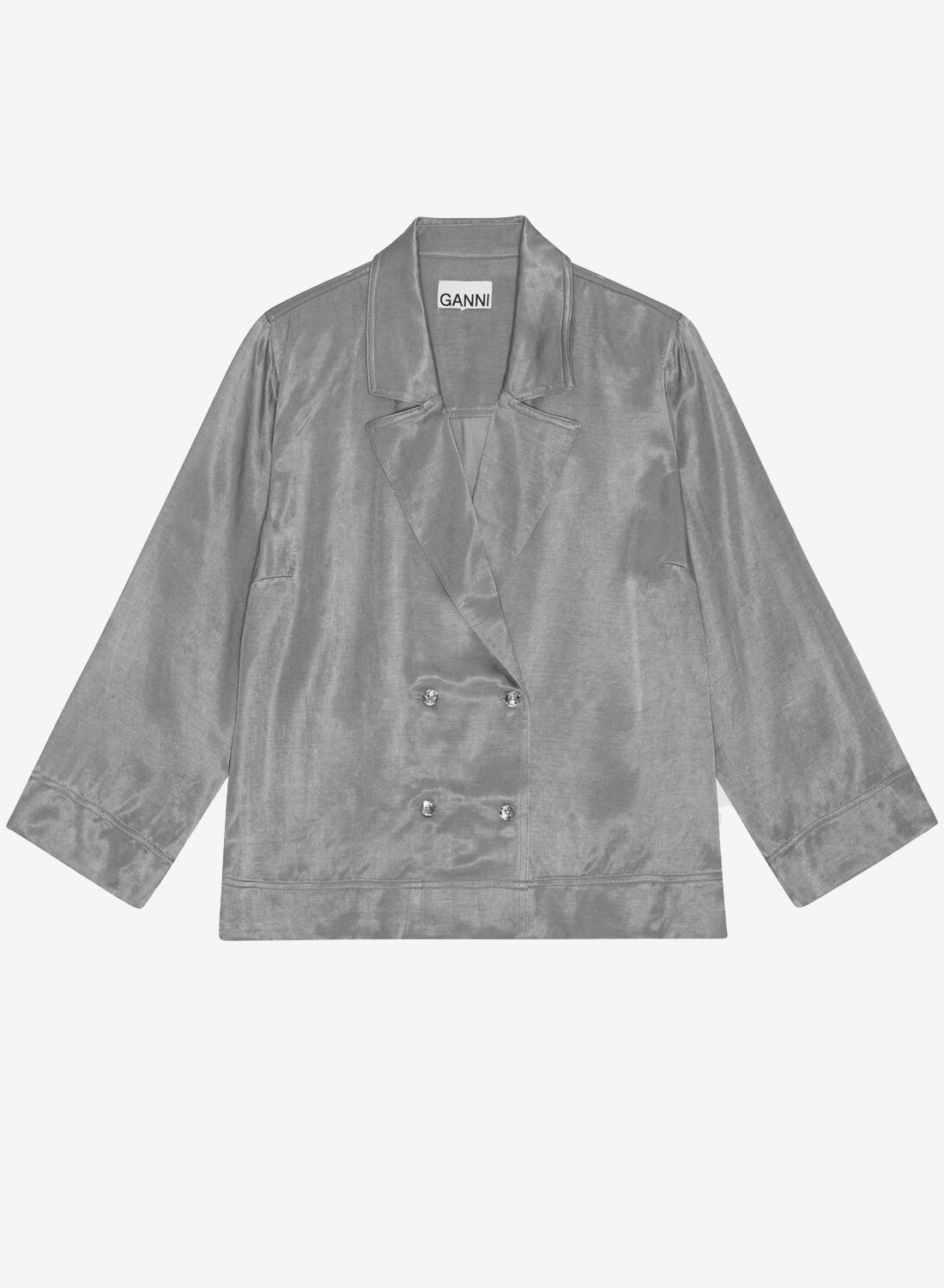 Billede af Ganni Washed Satin Shirt Frost Gray