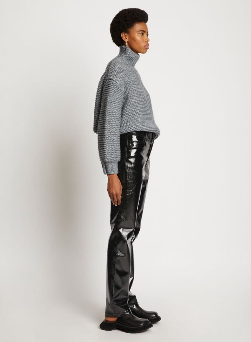 Lacquered Canvas Straight Pants Black