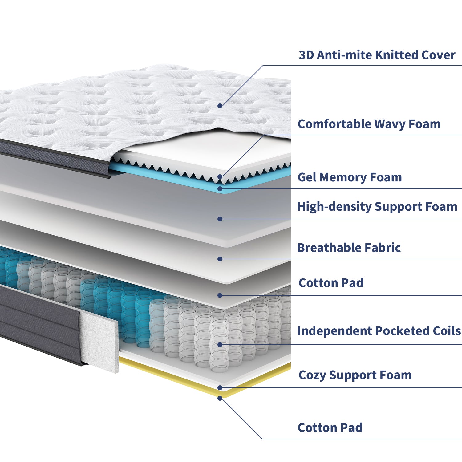 SUI LONG Utopia 12 Inch Pocket Spring and Memory Foam Mattress ...