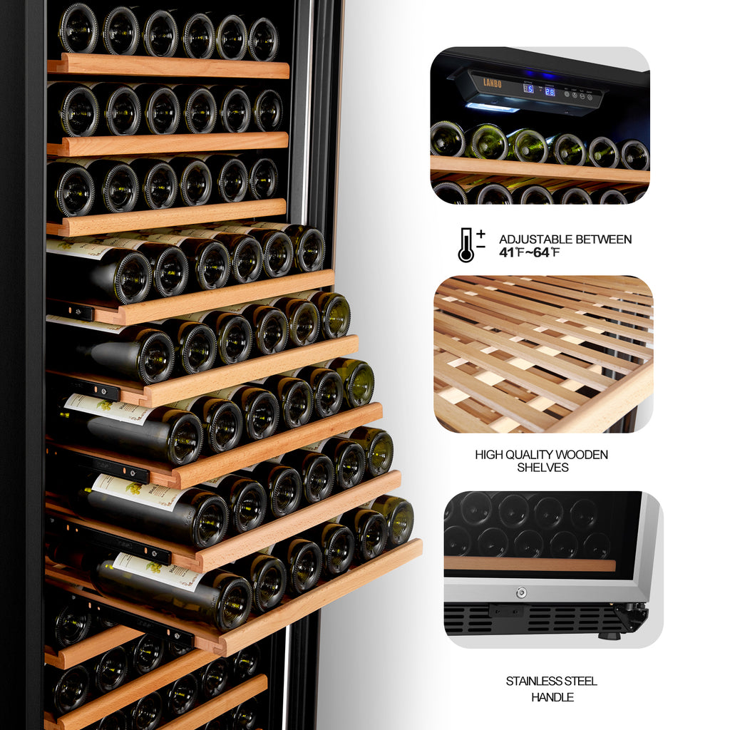 Lanbo LW165D Dual Zone (Built In or Freestanding) Compressor Wine Cooler,  160 Bottle Capacity 
