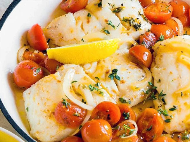 Pan Roasted Black Sea Bass with Burst Tomatoes