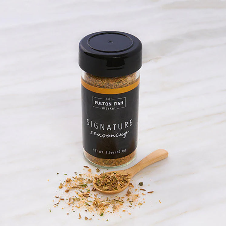 Fulton Fish Market Signature Seasoning with spoon