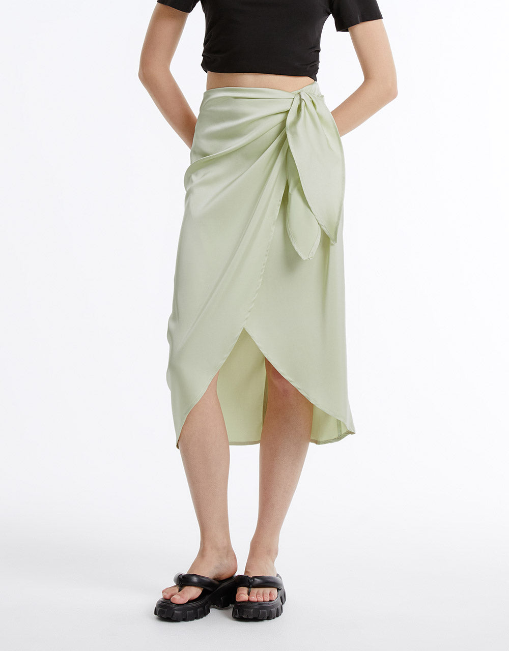 Satin Effect Wrapped Skirt