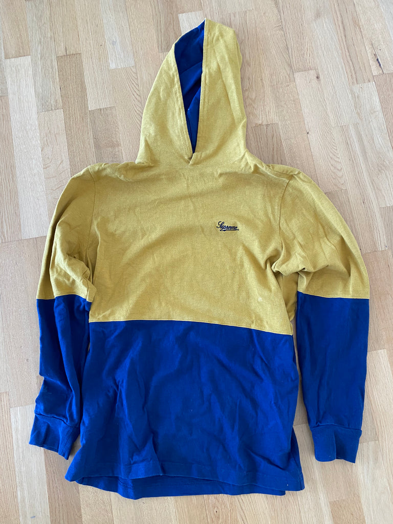 blue and yellow supreme hoodie