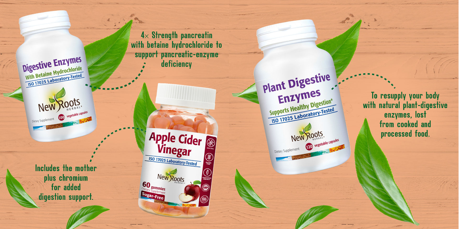 Digestive Enzymes, Apple Cider Vinegar, Plant Digestive Enzymes