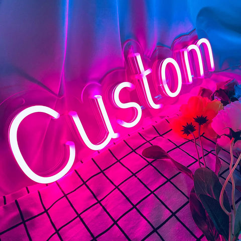 image is showing a neon sign to customize your room 