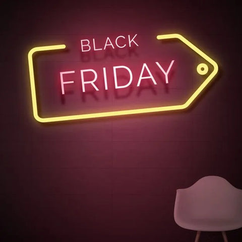 the image is showing a black friday neon sign