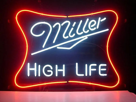 the image is showing miller lite neon sign