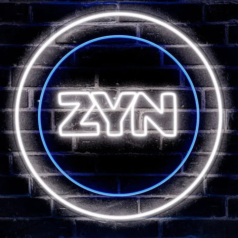 tyhe image is showing space with zyn neon sign