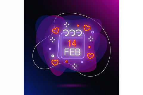 the image is showing a 14th Feb Neon Sign 