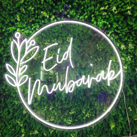 the image showing an elegant Eid Mubarak Neon Sign
