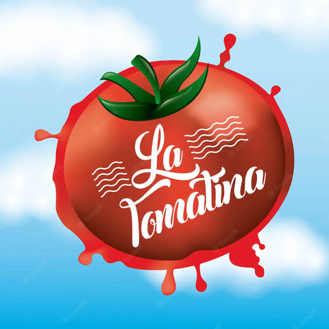 the image is showing a Spain's festival La Tomatina Neon Sign