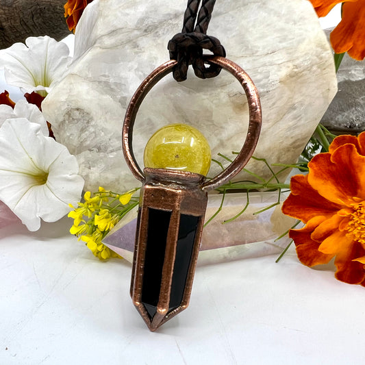 Obsidian Arrowhead Electroform Copper Necklace