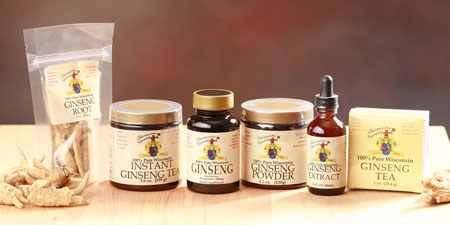 Burmeister Ginseng line of products: Root, Powder, Instant Tea, Extract and Capsules