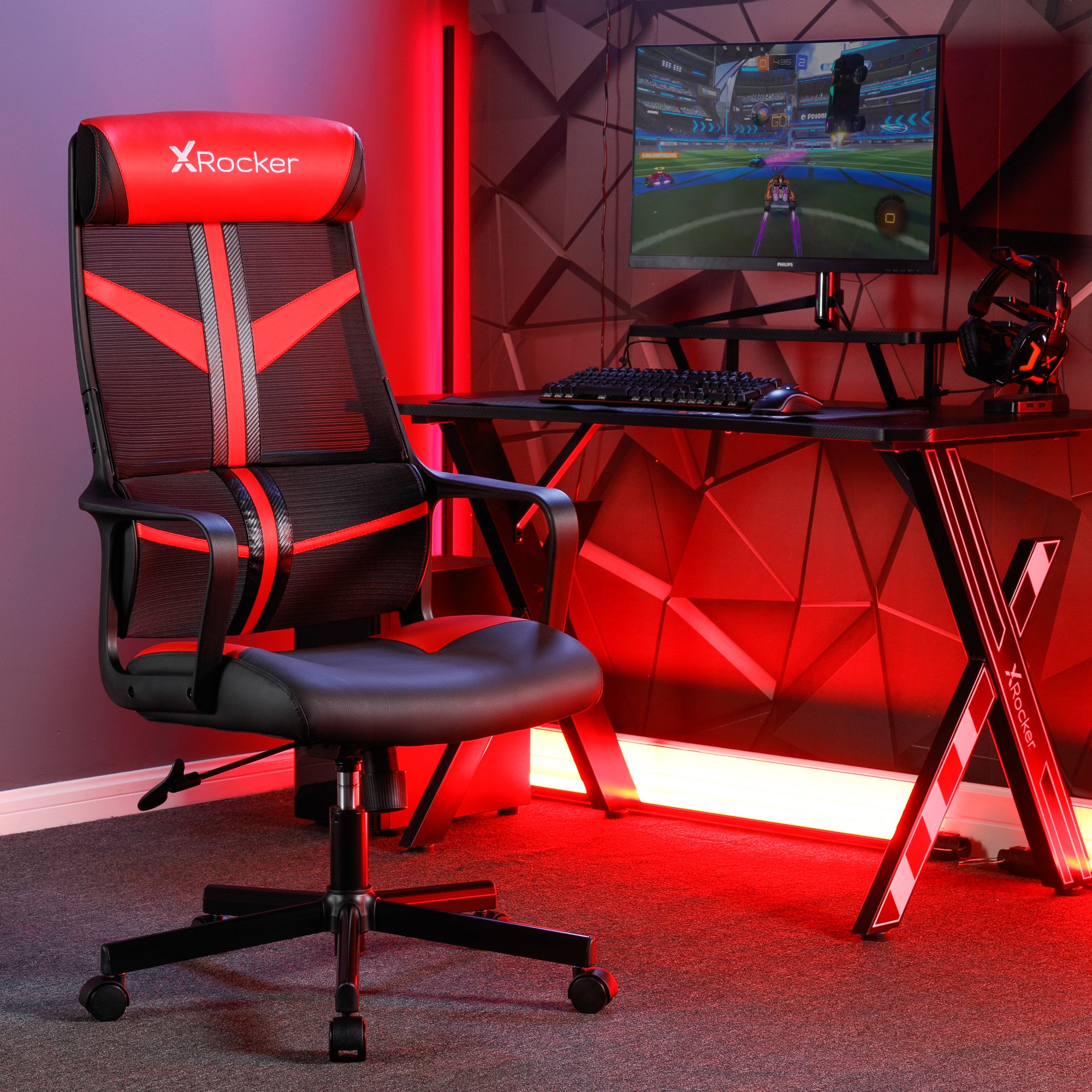 X Rocker | Helix Mesh Gaming Chair - Red