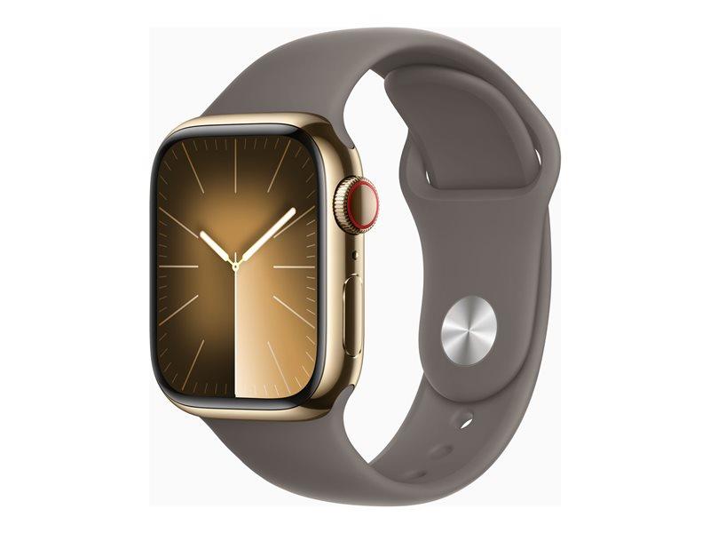 Apple Watch Series 9 (GPS + Cellular) - 41 mm - Gold Stainless Steel - Clay - Band Size: M/L