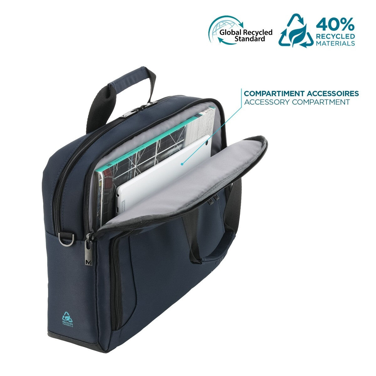 Mobilis 005041 briefcase Polyester, Polycarbonate (PC) Black, Navy