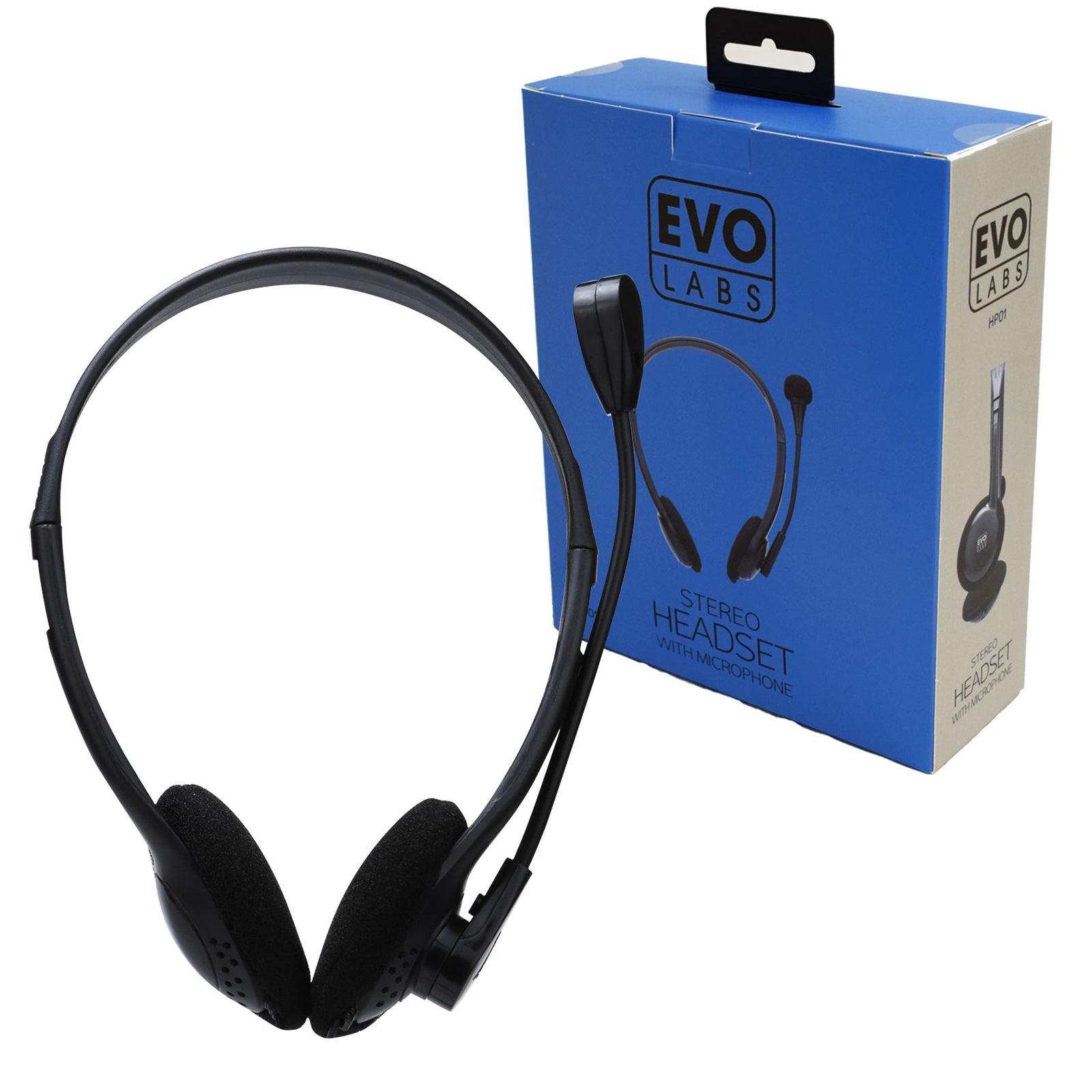 Photos - PC Speaker Evo Labs Evo Labs HP01 Headset with Mic, 2x 3.5mm Connection, Plug and Pla