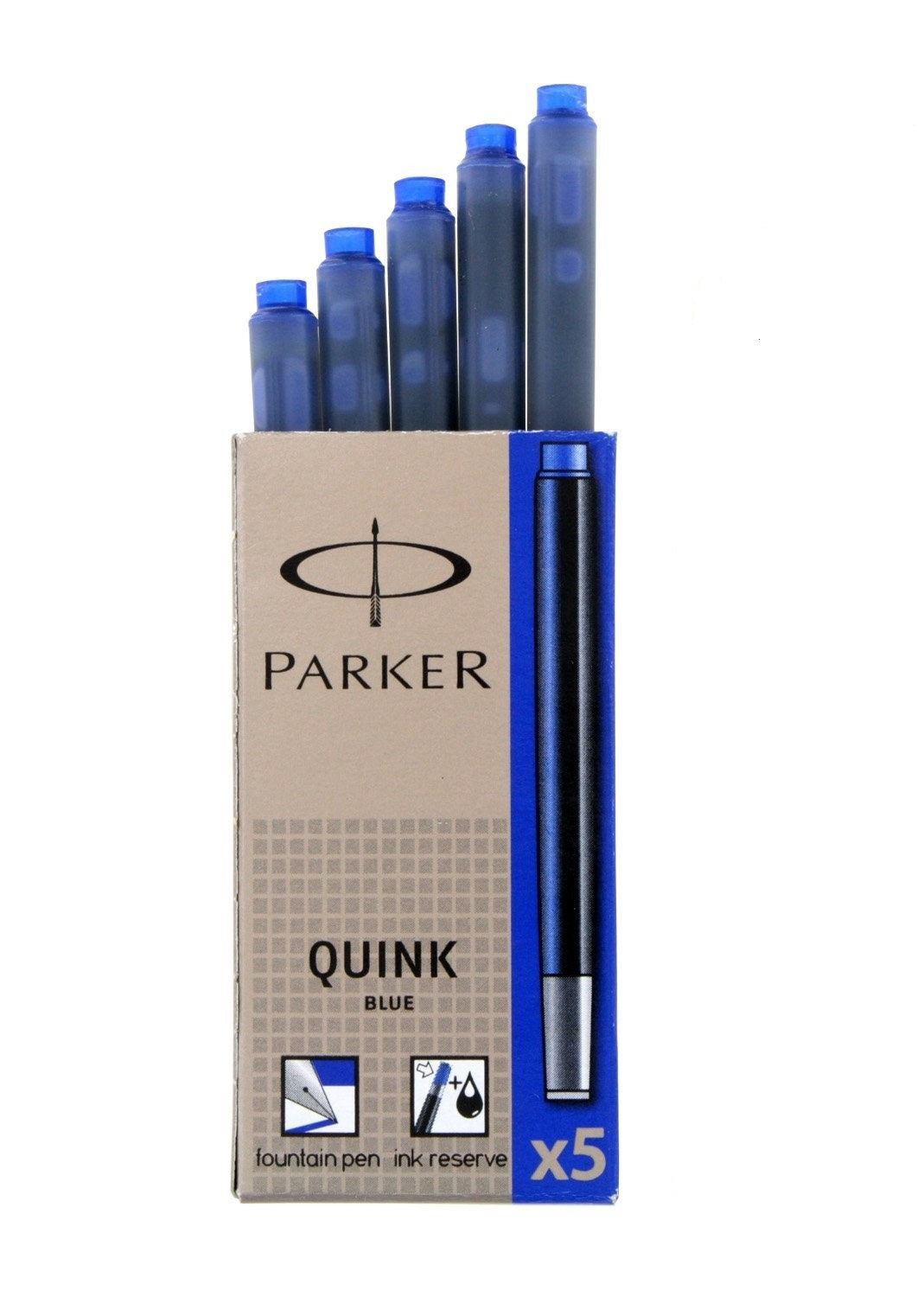 Photos - Pen Parker Quink Long Ink Refill Cartridge for Fountain  Blue (Pack 