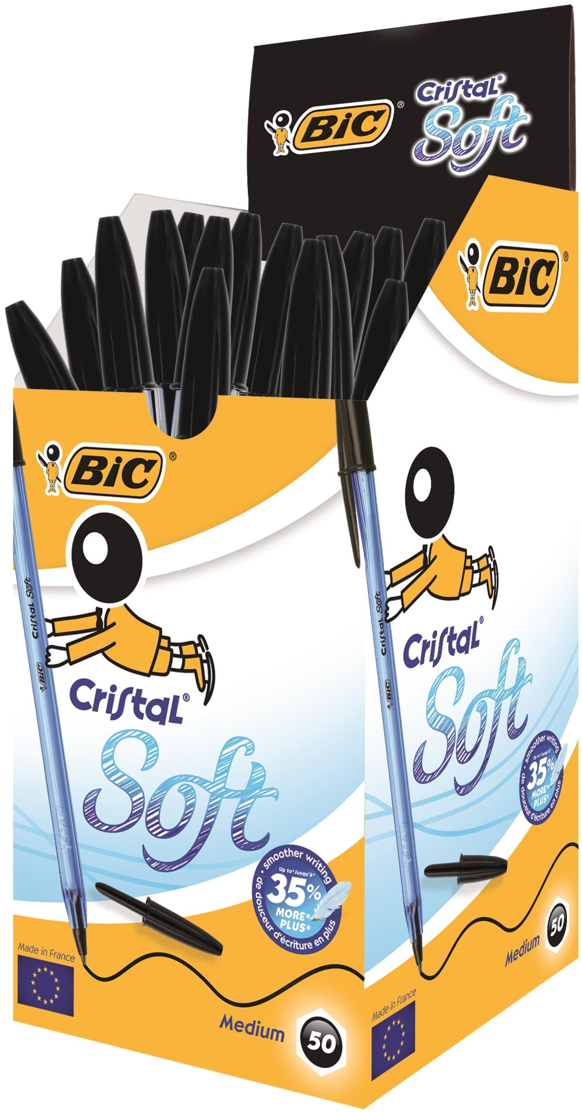 Photos - Pen BIC Cristal Soft Ballpoint  1.2mm Tip 0.35mm Line Black  6 (Pack 50)