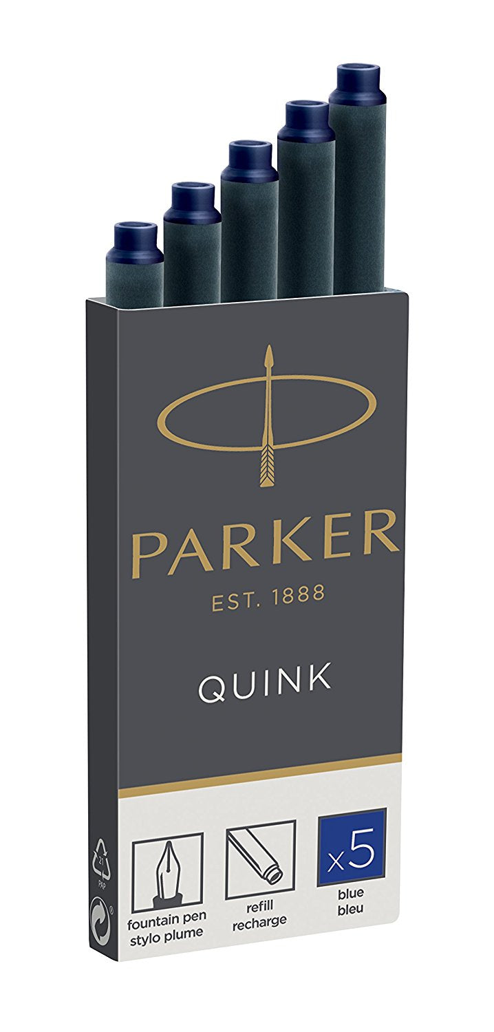 Photos - Pen Parker Quink Ink Refill Cartridge for Fountain  Blue  7 (Pack 5)