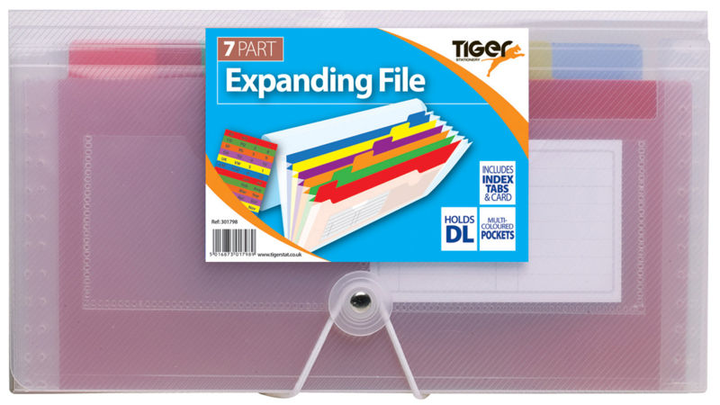 Photos - File Folder / Lever Arch File Tiger Rainbow Expanding File Polypropylene DL 7 Part Clear 42778TG 