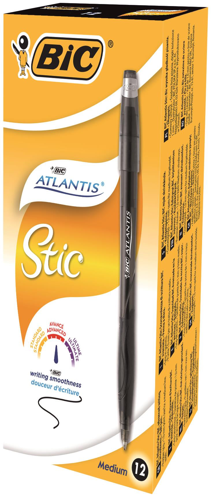 Photos - Pen BIC Atlantis Stic Broad Ballpoint  1mm Tip 0.32mm Line Black (Pack 