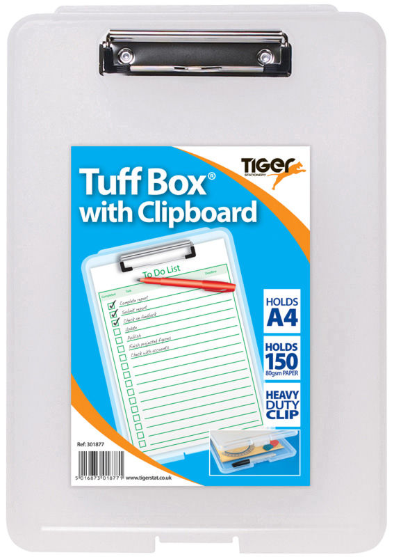 Photos - Accessory Tiger Tuff Box with Clipboard Polypropylene A4 Clear 42470TG 