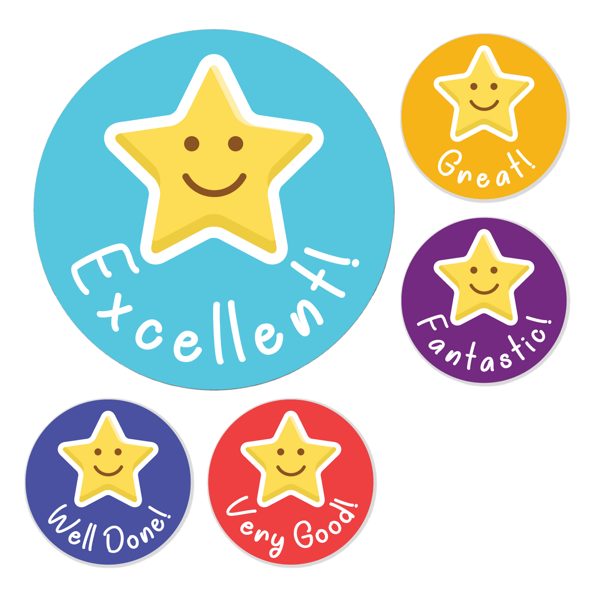 Smiling Star Reward Stickers — Classroom Stickers