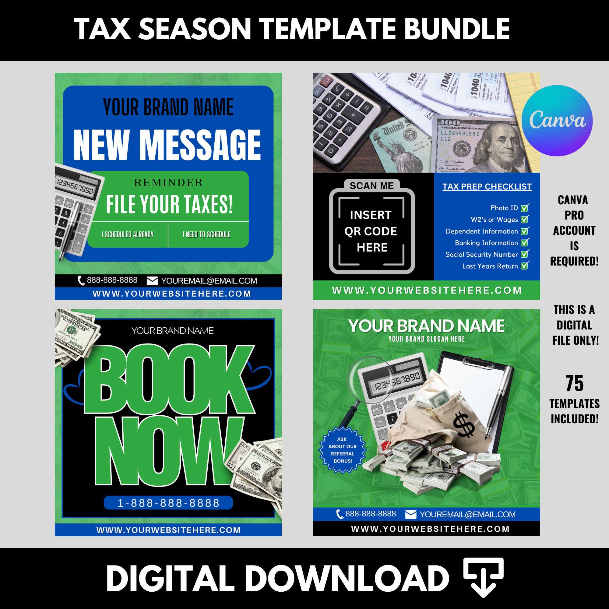 Tax Season Template Bundle 2 (Includes 65 Templates)