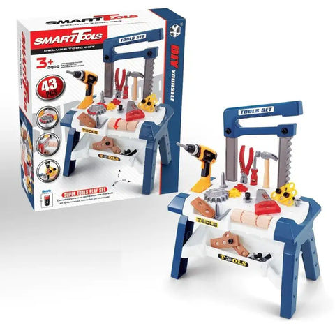 DIY Toy Power Workbench, Kids Power Tool Bench Construction Set with Tools and Electric Drill