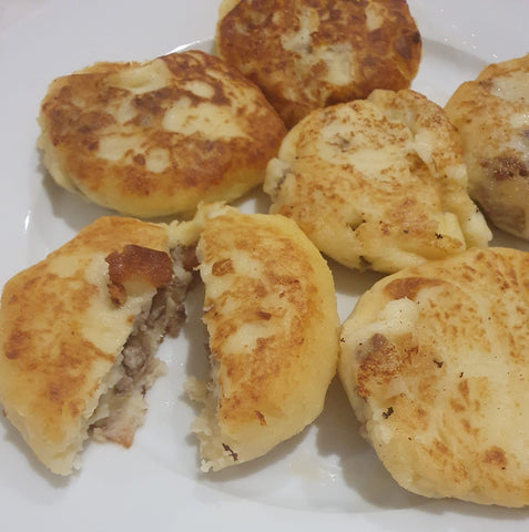 Potatoe rolls pancakes with minced meat