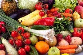 Colourful vegetables and fruits nutrition