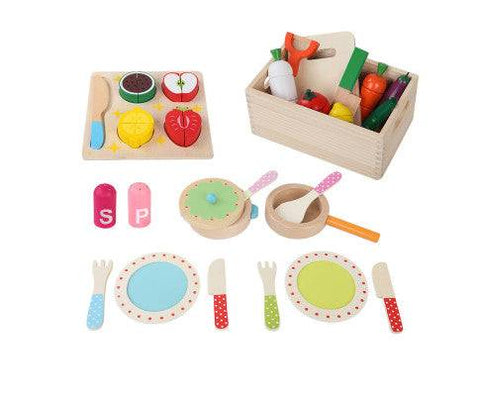 Wooden kitchen toy playset