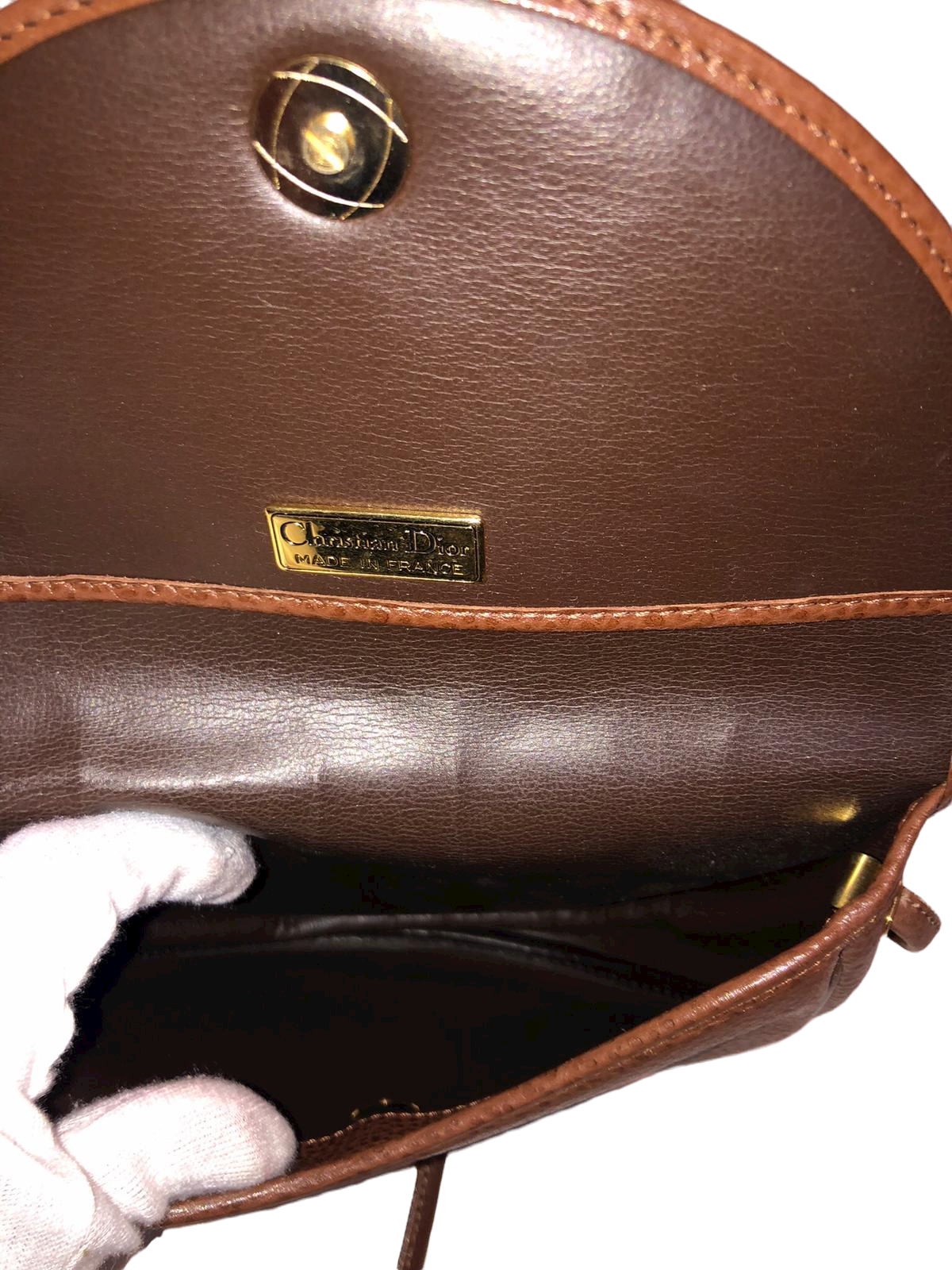 Christian Dior Vintage Brown Leather Satchel Bag 1990s Second Hand