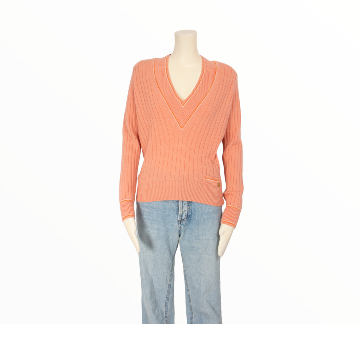 Chanel vintage pink orange cashmere jumper - S - 2000s second hand Lysis