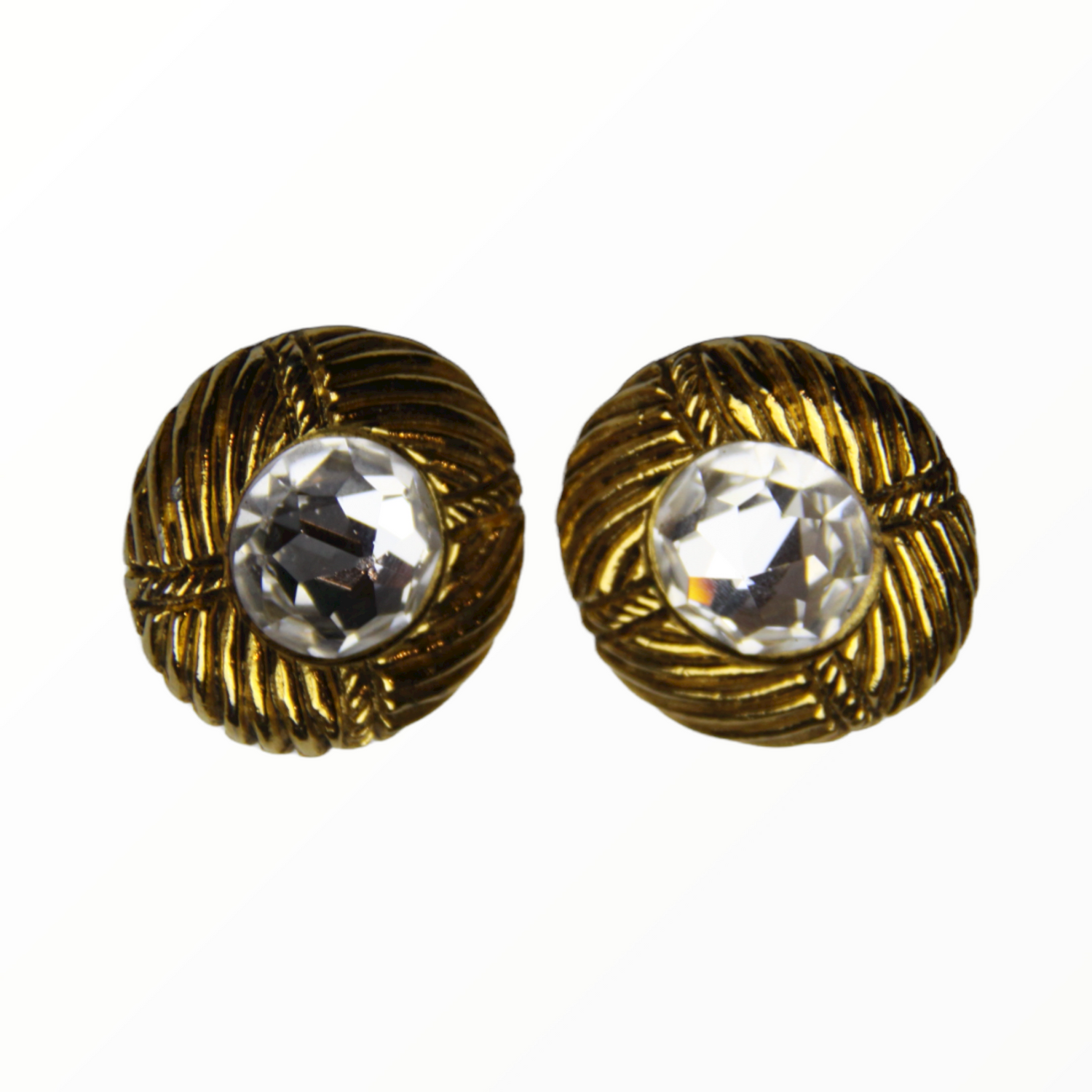 Chanel vintage diamond ear clips - 1980s second hand Lysis