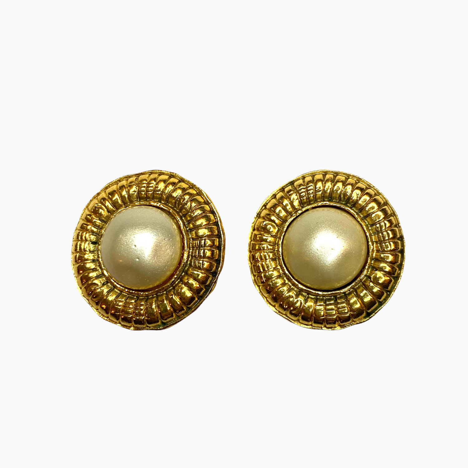 Alice Joseph Vintage Chanel Pearl ClipOn Earrings GoldBlack