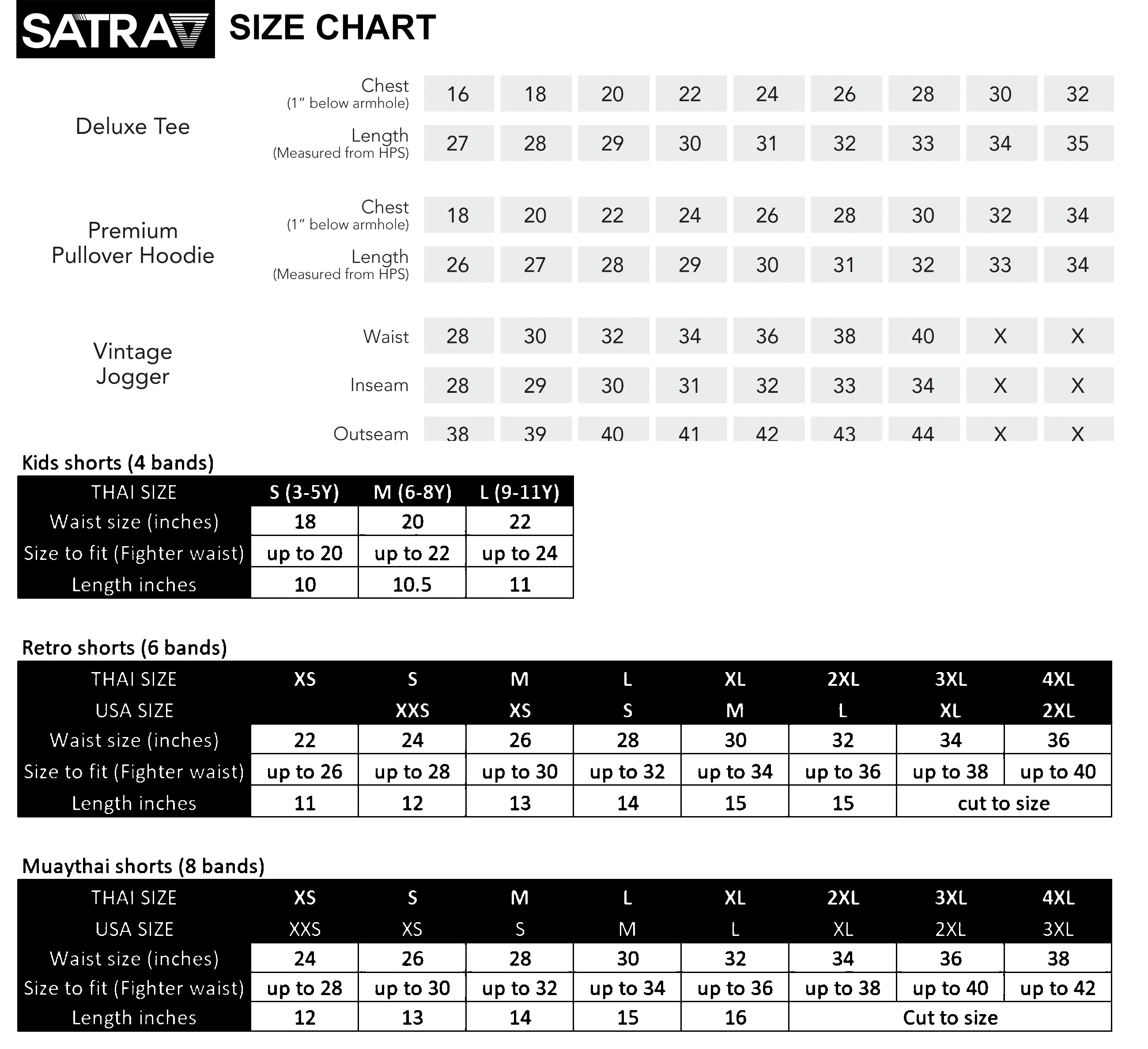 Size Guide – SATRAA