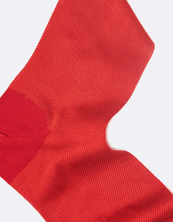 Belize - Colour Block Bright Red Egyptian Cotton Invisible Men's Socks -  Small