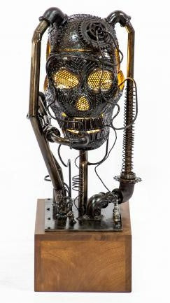 steampunk skull lamp