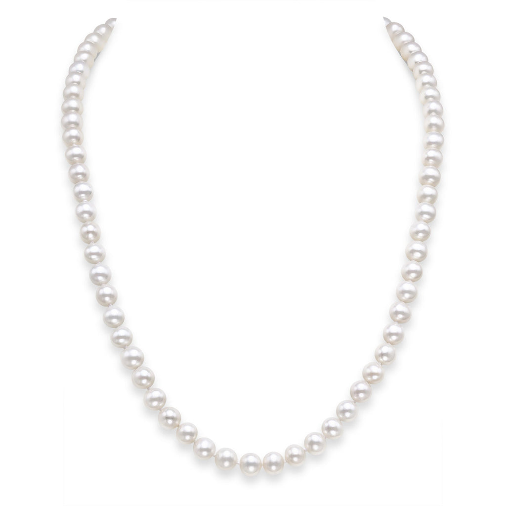 8.5-9.5mm White Freshwater Culturet Pearl Necklace With Sterling