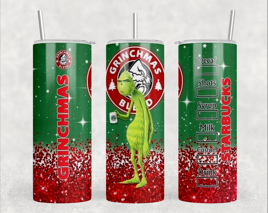 Engraved 40oz Tumbler Wrap Grinch Leopard, Christmas Theme