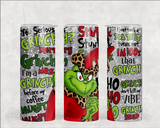 40 oz grinch tumbler w/ Handle (non sublimation)