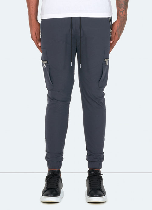 Black Panelled fleece and shell track pants