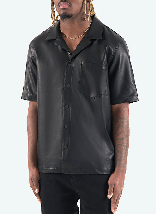 Essential Open Collar Shirt - Black – N V L T Y